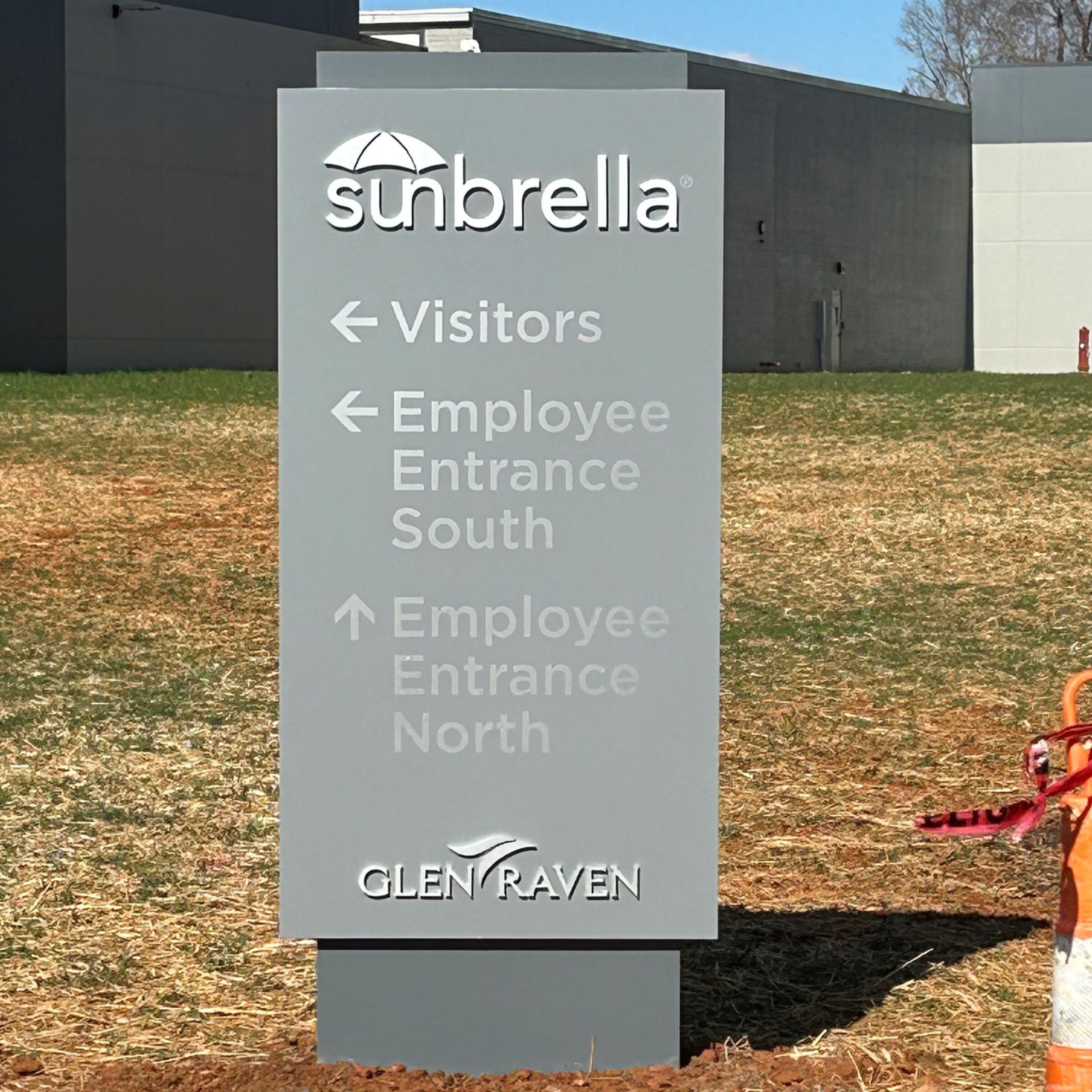 Sunbrella directional sign made by Signage Industries