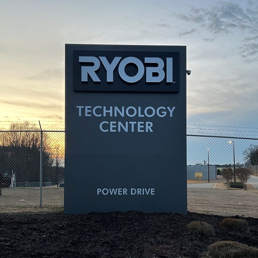 Ryobi Monument sign made by Signage Industries