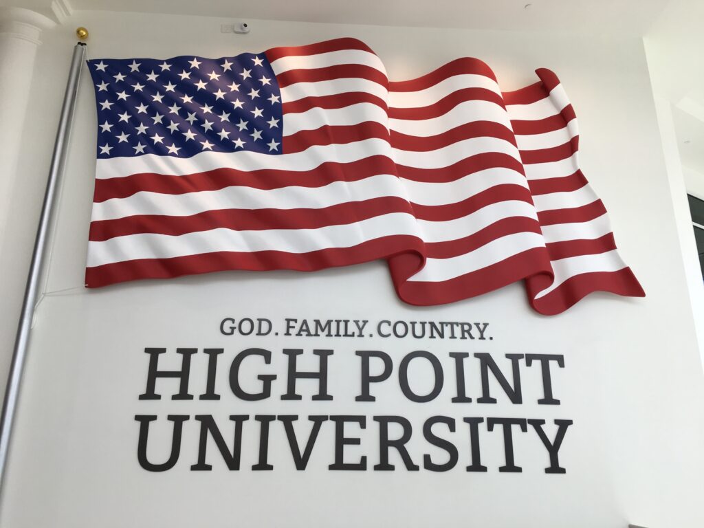 High Point University sign made by Signage Industries