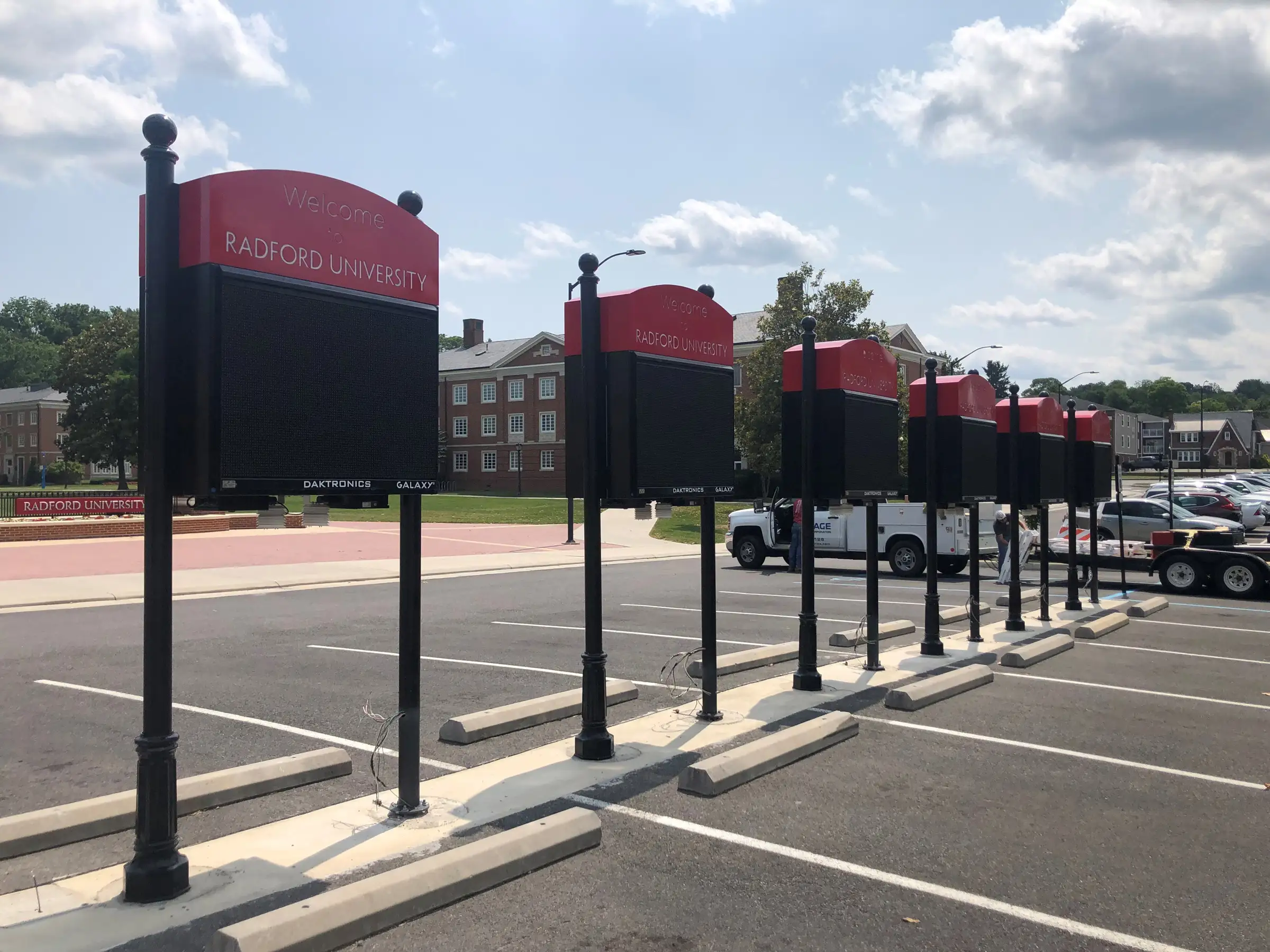 Group of Radford University Electronic Message Signs made by Signage Industries