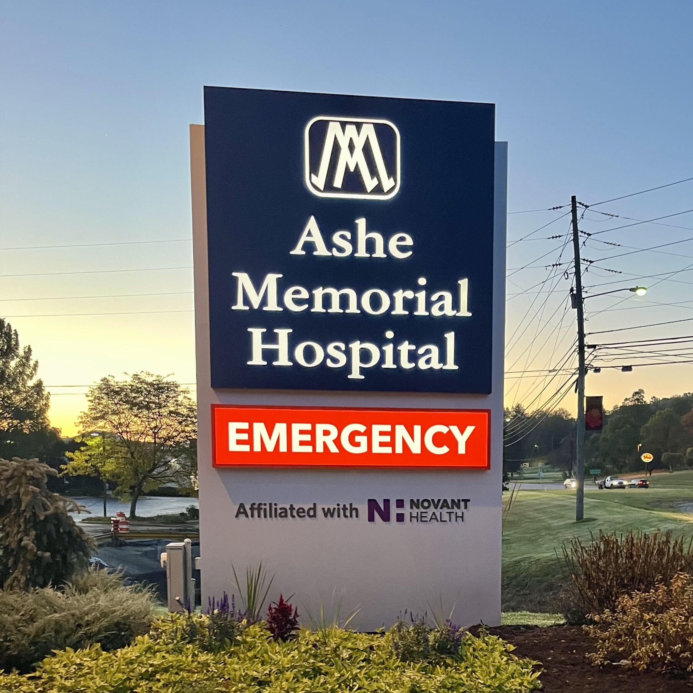 Ashe Memorial Hospital sign made by Signage Industries.